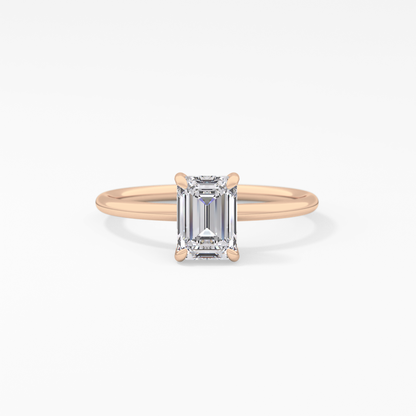 Emerald Solitaire Lab Grown Diamond Engagement Ring