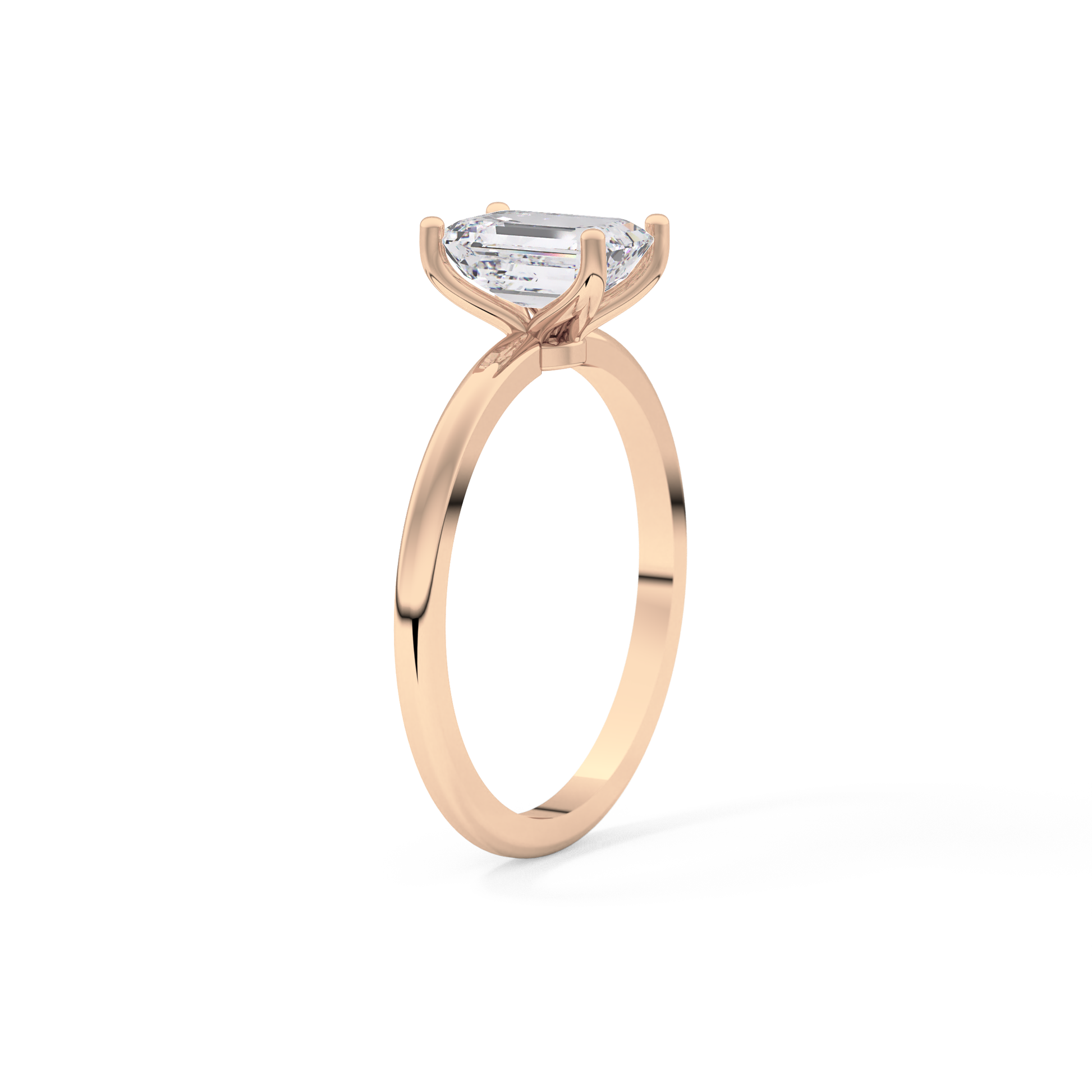 Emerald Solitaire Lab Grown Diamond Engagement Ring