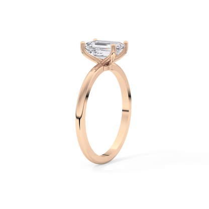 Emerald Solitaire Lab Grown Diamond Engagement Ring