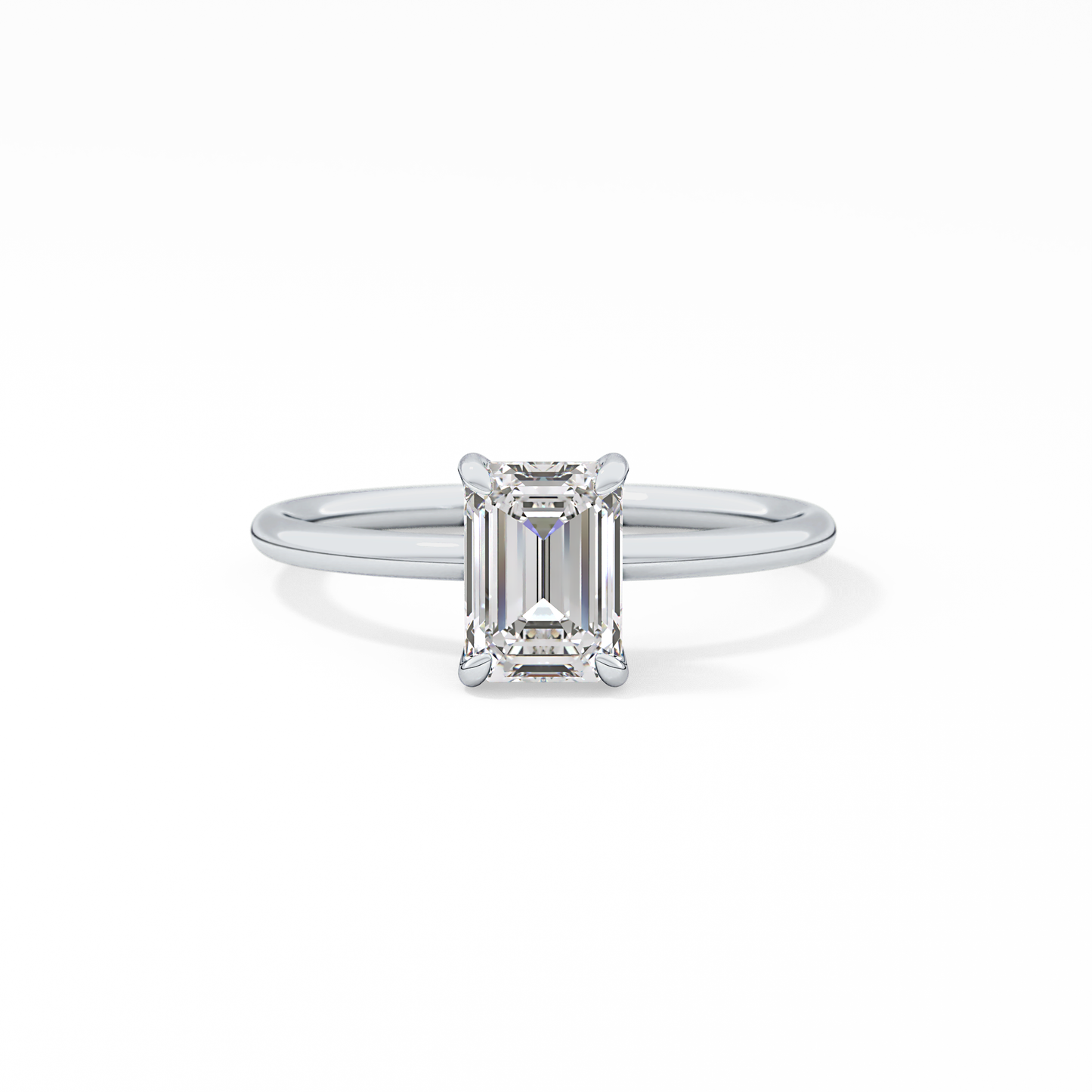 Emerald Solitaire Lab Grown Diamond Engagement Ring