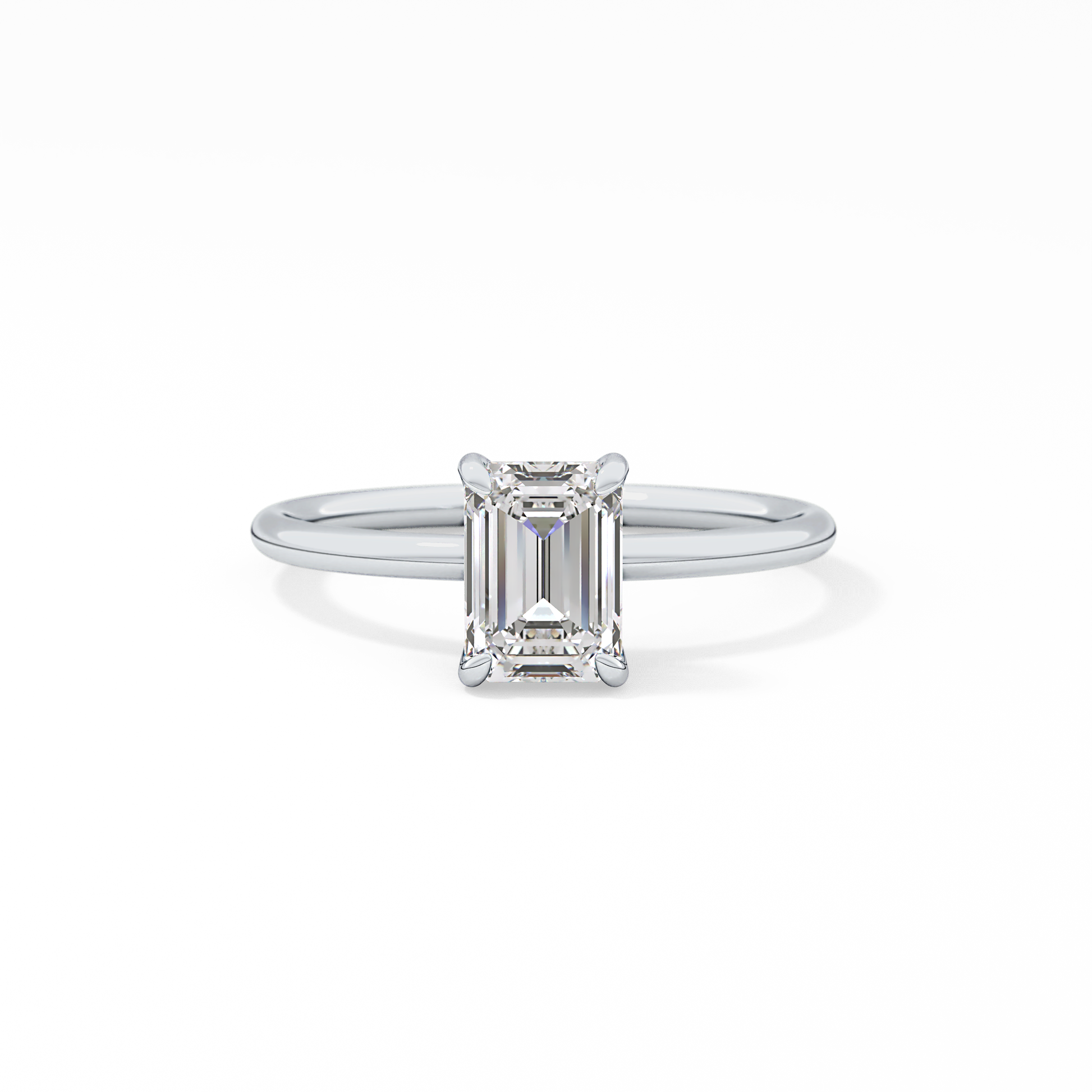 Emerald Solitaire Lab Grown Diamond Engagement Ring