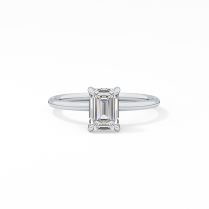Emerald Solitaire Lab Grown Diamond Engagement Ring