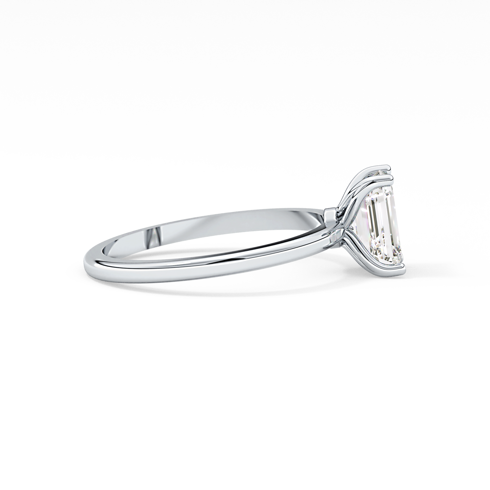 Emerald Solitaire Lab Grown Diamond Engagement Ring