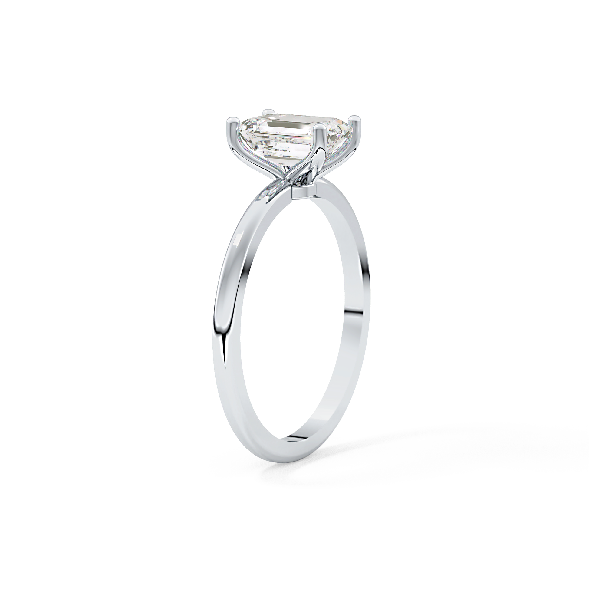 Emerald Solitaire Lab Grown Diamond Engagement Ring