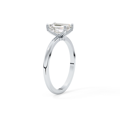Emerald Solitaire Lab Grown Diamond Engagement Ring
