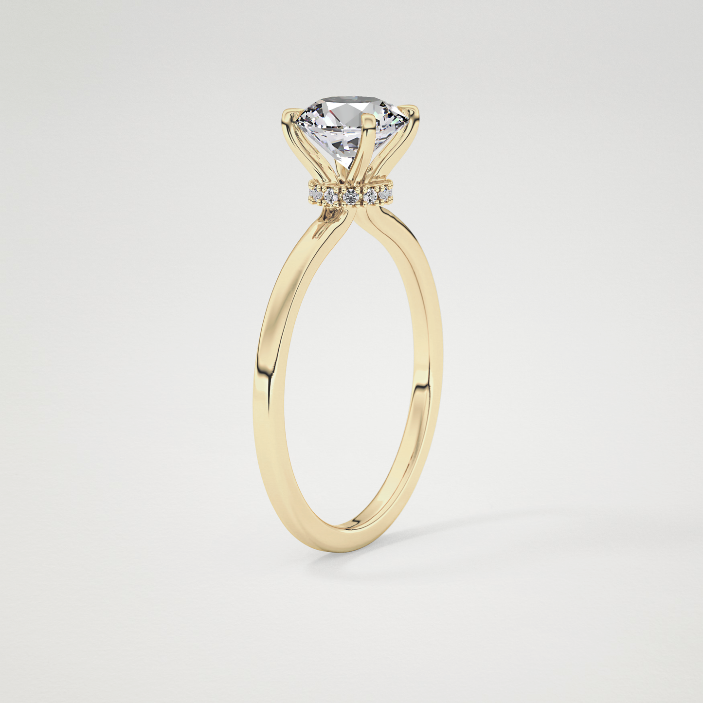 Round Hidden Halo Lab Grown Diamond Engagement Ring