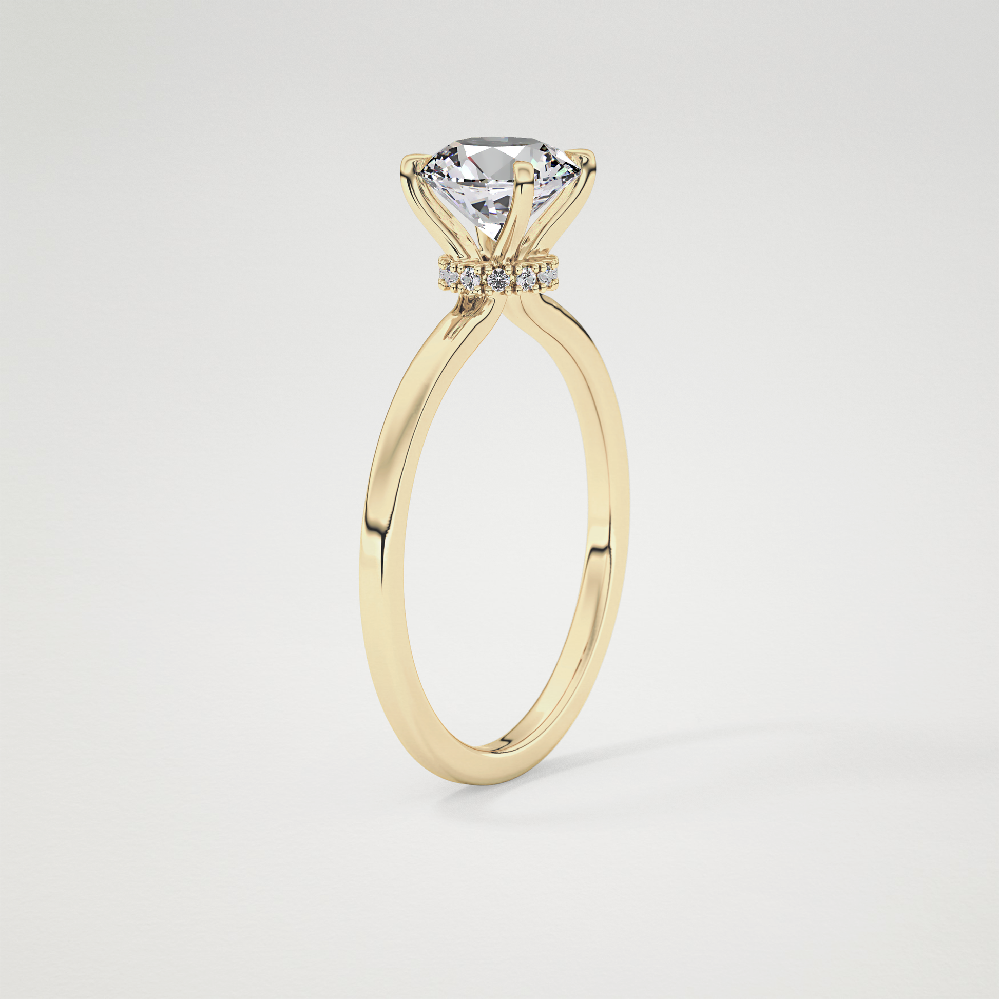 Round Hidden Halo Lab Grown Diamond Engagement Ring