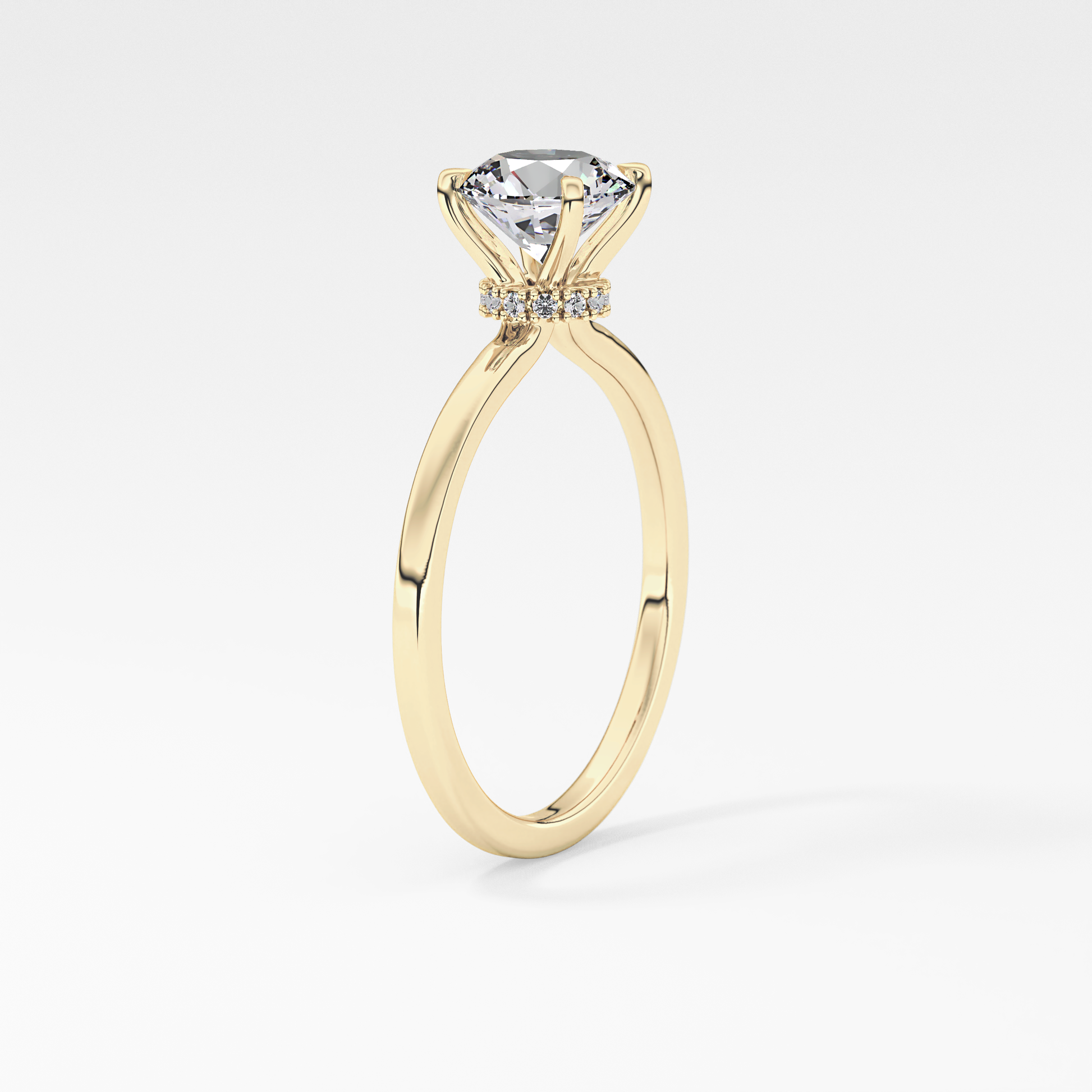 Round Hidden Halo Lab Grown Diamond Engagement Ring
