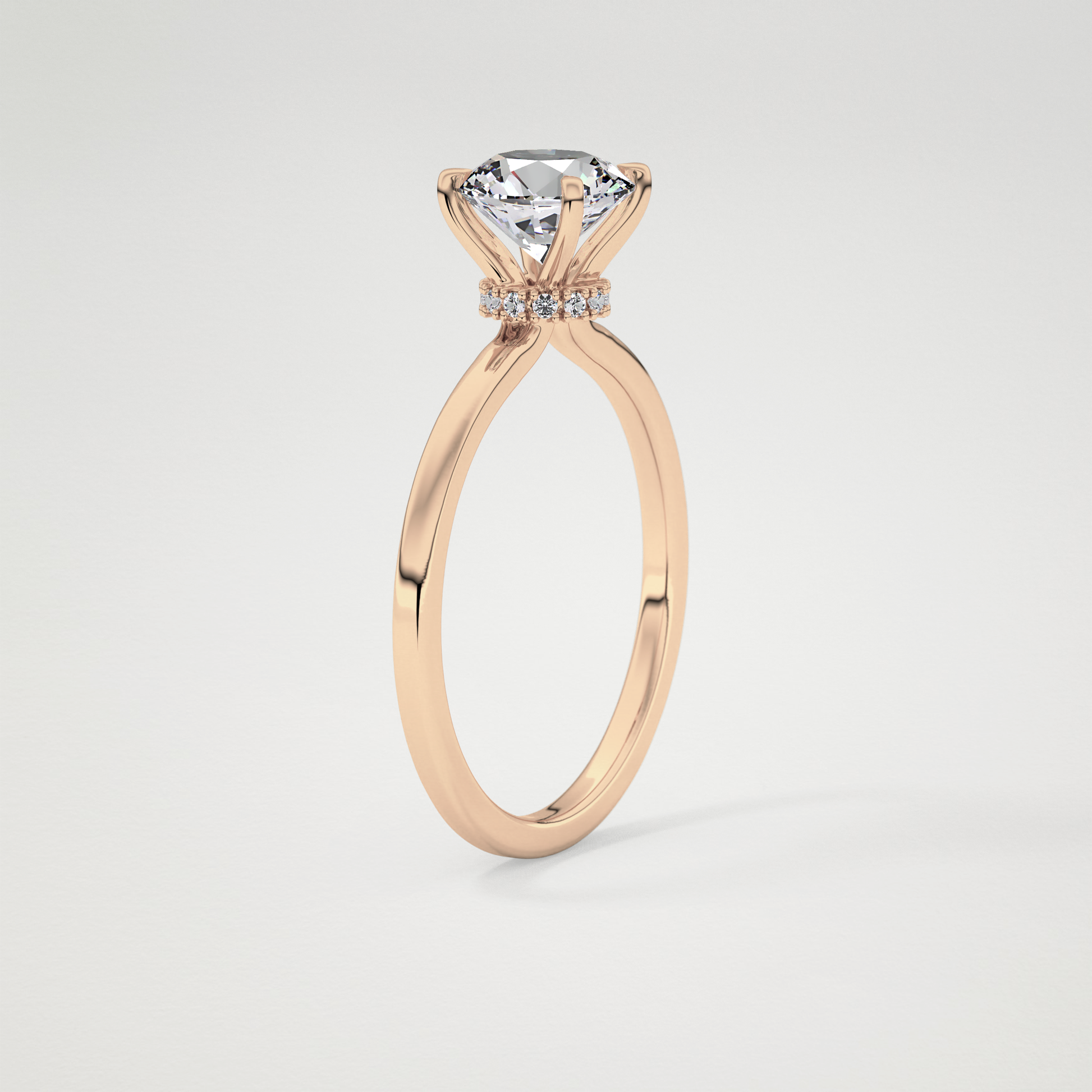 Round Hidden Halo Lab Grown Diamond Engagement Ring