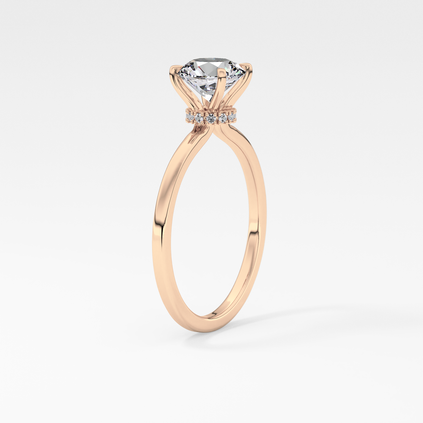 Round Hidden Halo Lab Grown Diamond Engagement Ring