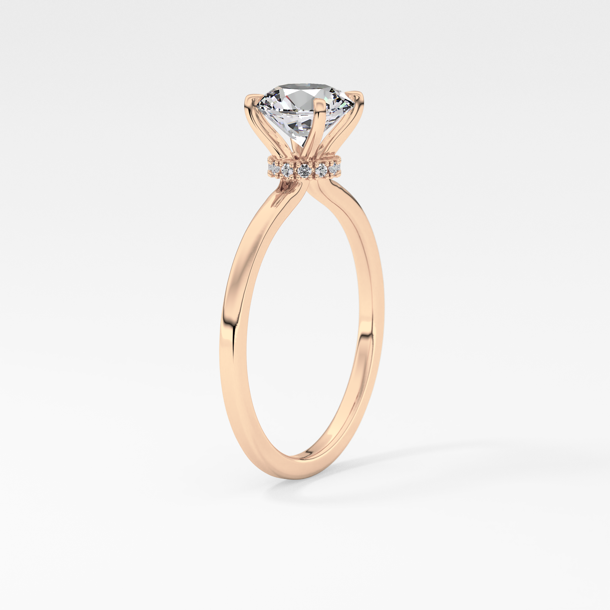 Round Hidden Halo Lab Grown Diamond Engagement Ring