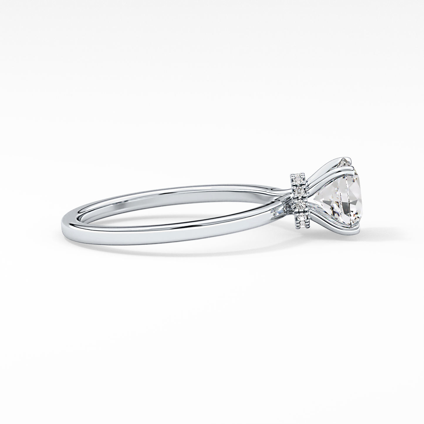 Round Hidden Halo Lab Grown Diamond Engagement Ring