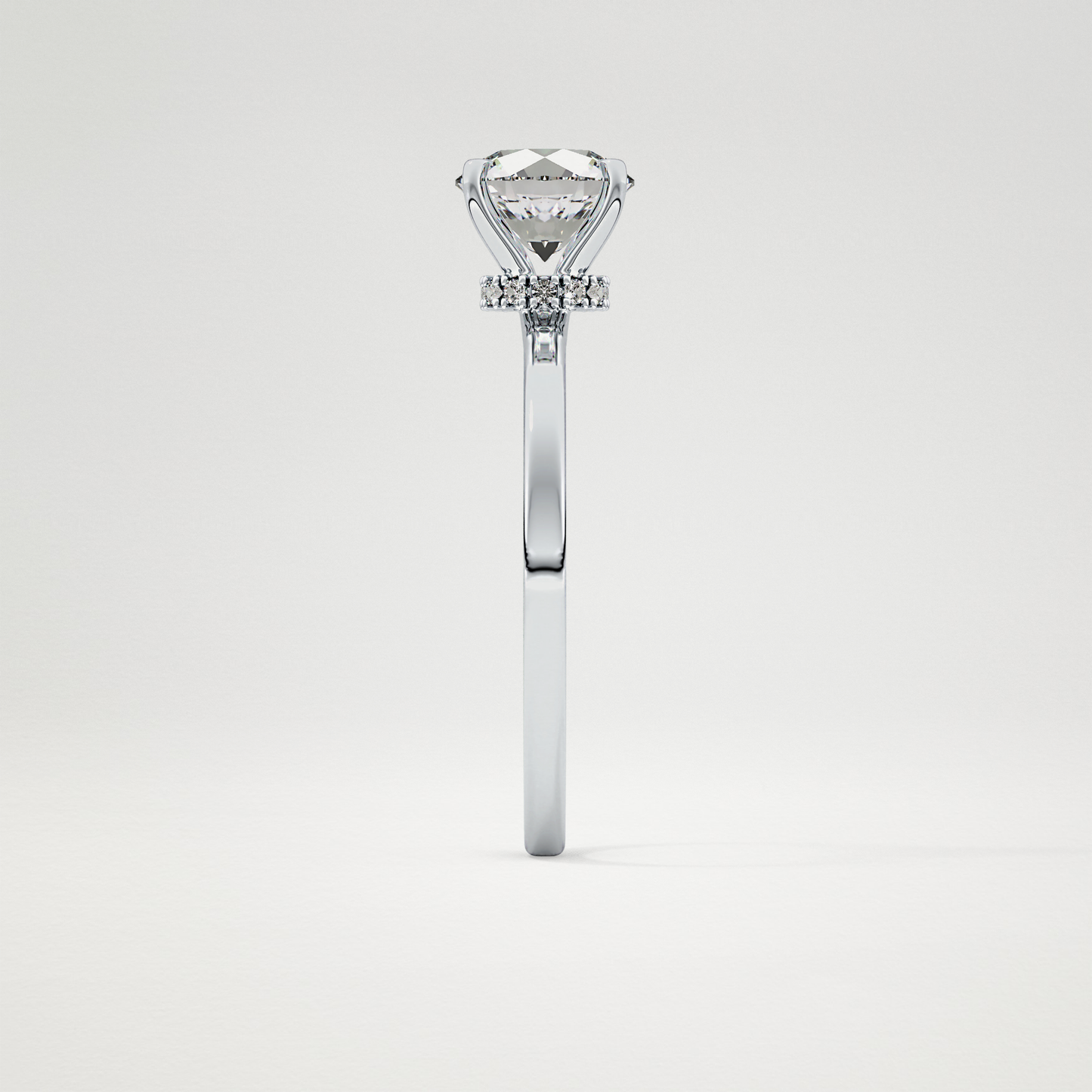 Round Hidden Halo Lab Grown Diamond Engagement Ring