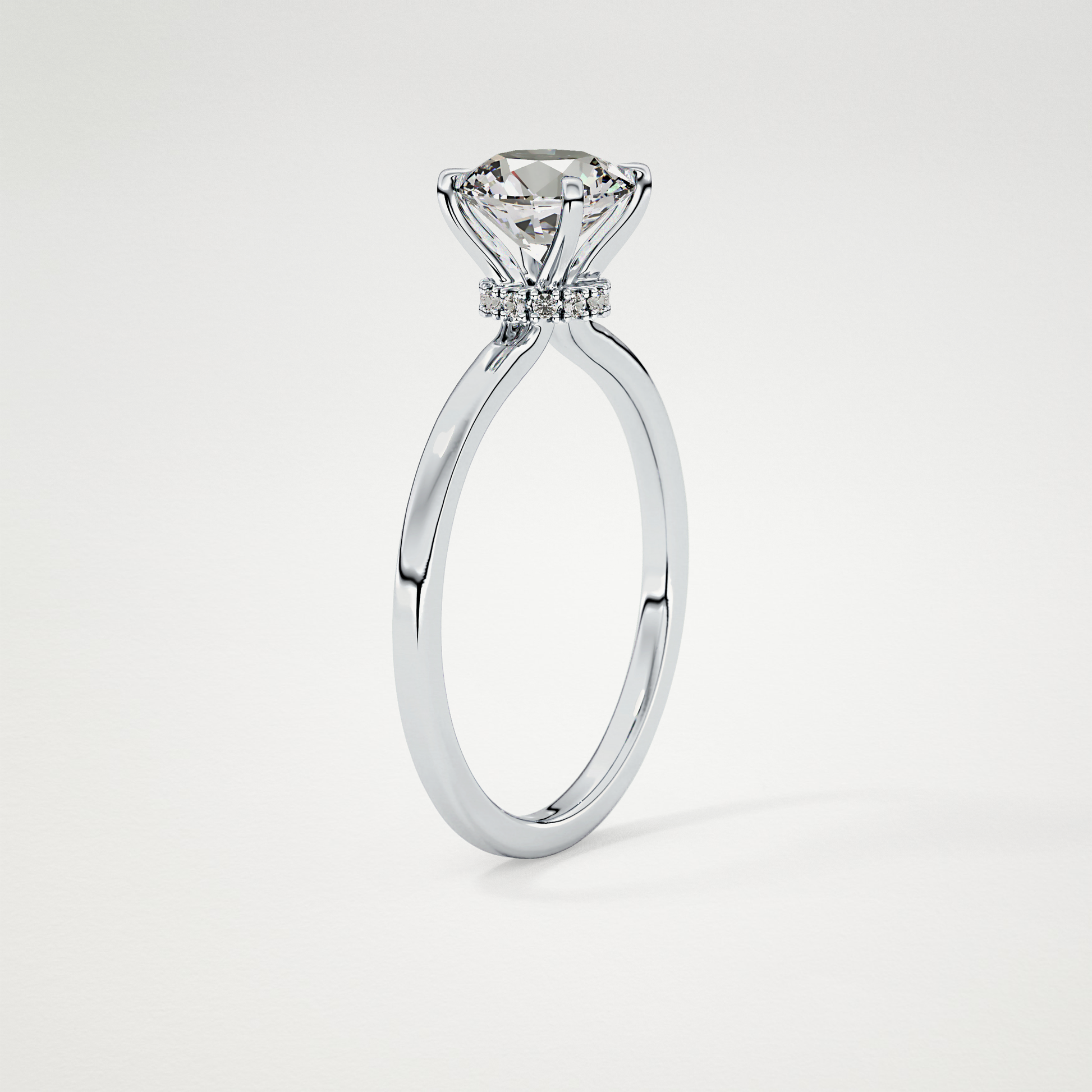Round Hidden Halo Lab Grown Diamond Engagement Ring