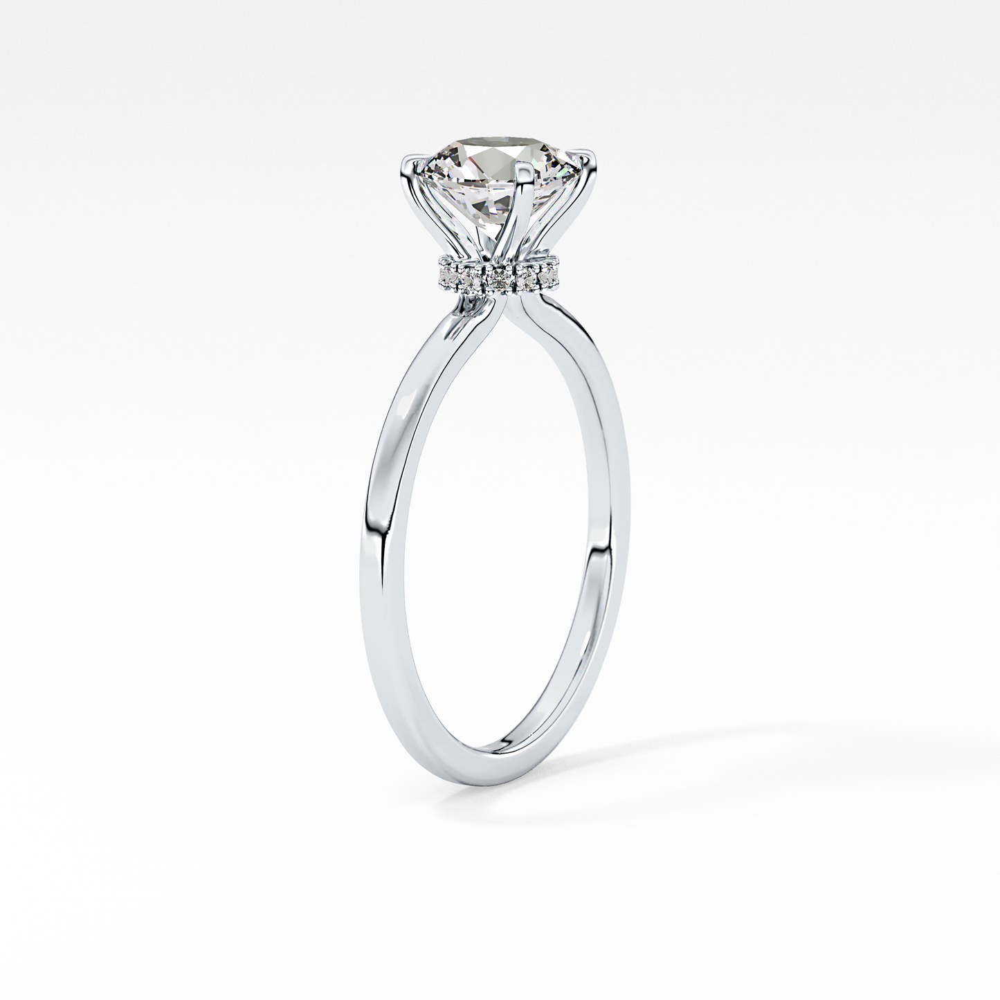 Round Hidden Halo Lab Grown Diamond Engagement Ring
