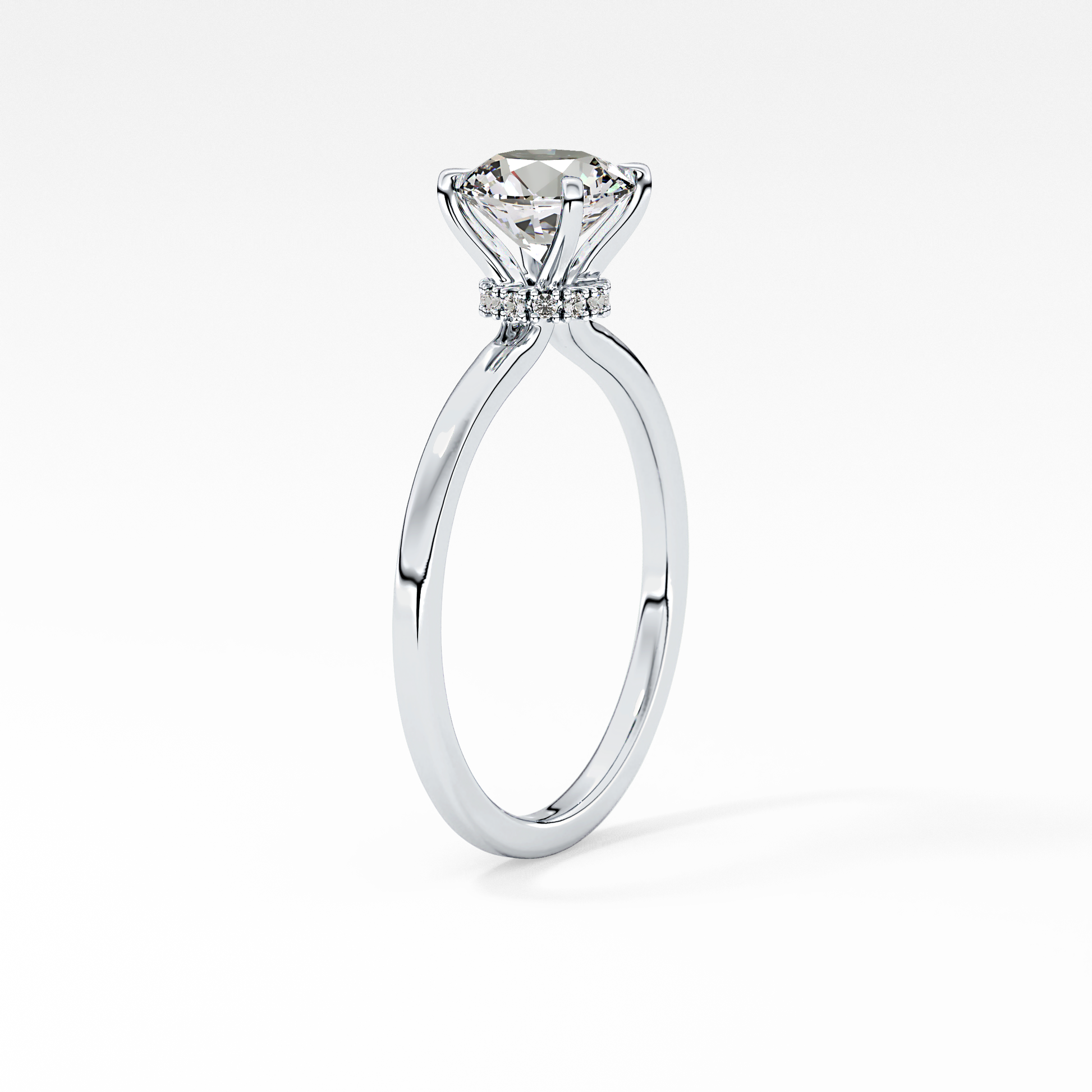 Round Hidden Halo Lab Grown Diamond Engagement Ring
