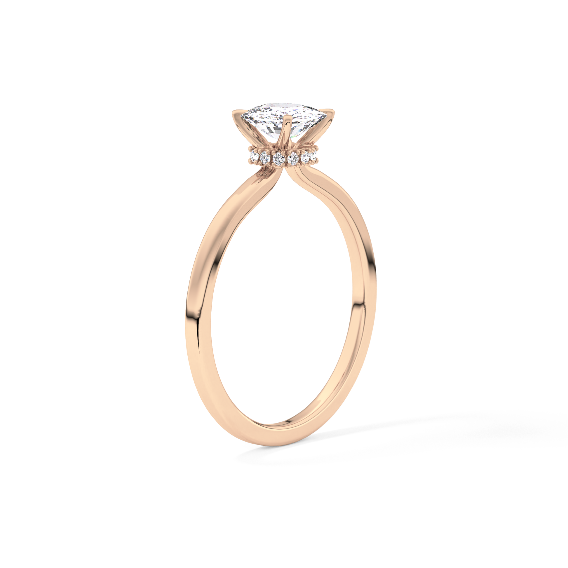 Cushion Hidden Halo Lab Grown Diamond Engagement Ring