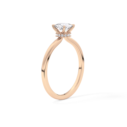 Cushion Hidden Halo Lab Grown Diamond Engagement Ring