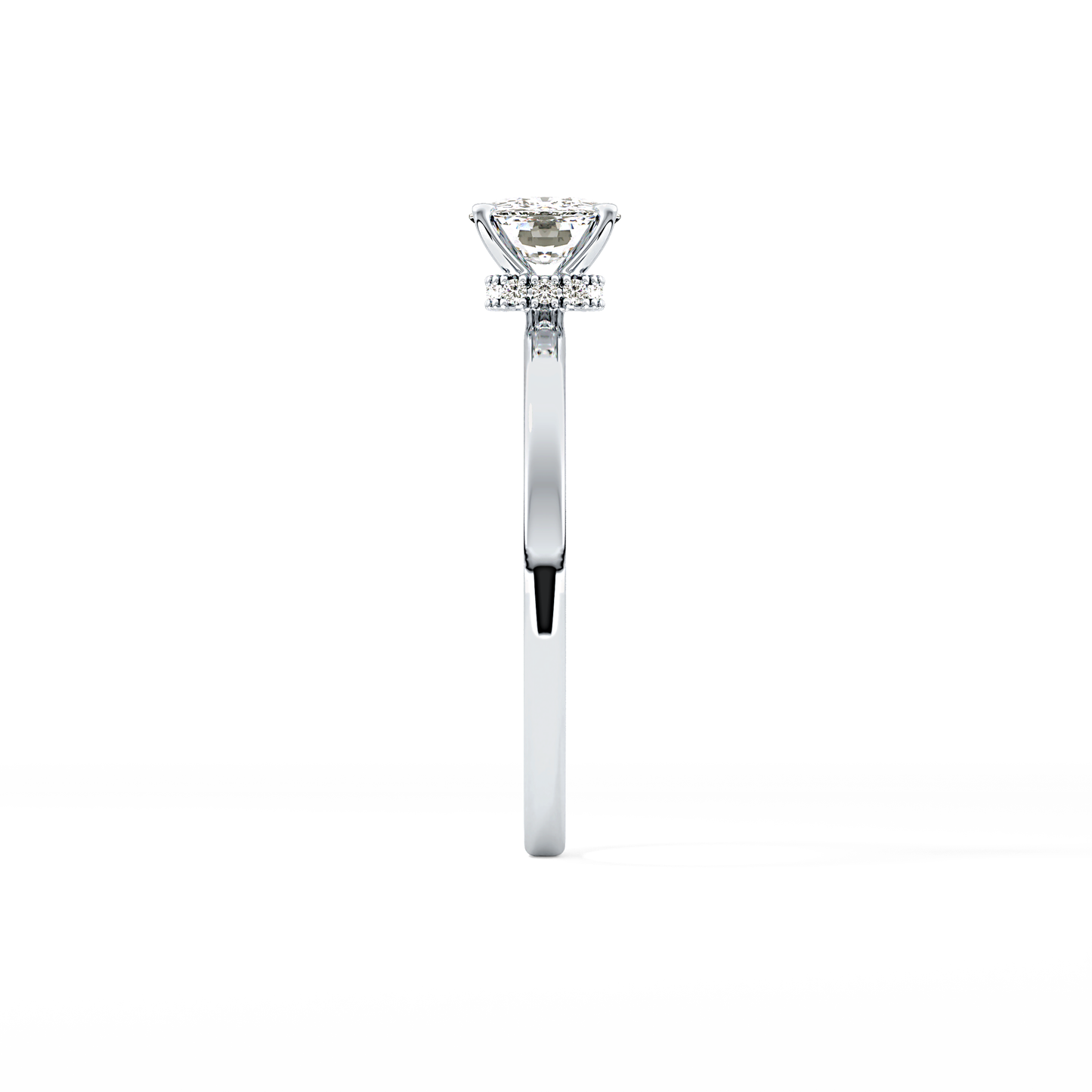 Cushion Hidden Halo Lab Grown Diamond Engagement Ring