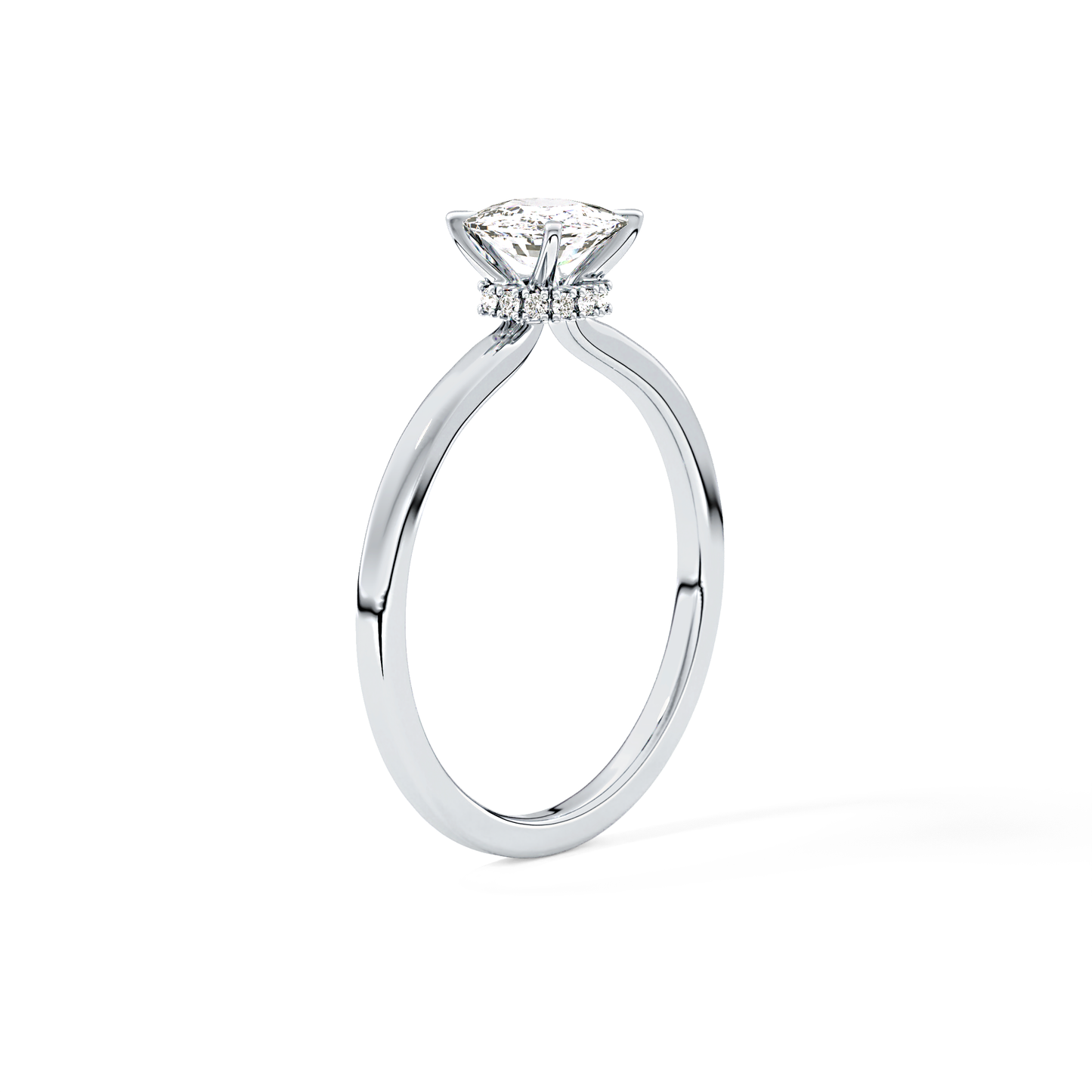 Cushion Hidden Halo Lab Grown Diamond Engagement Ring