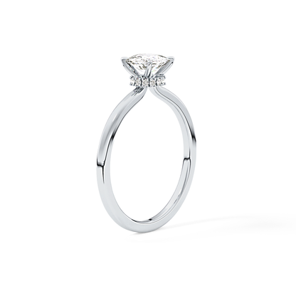 Cushion Hidden Halo Lab Grown Diamond Engagement Ring