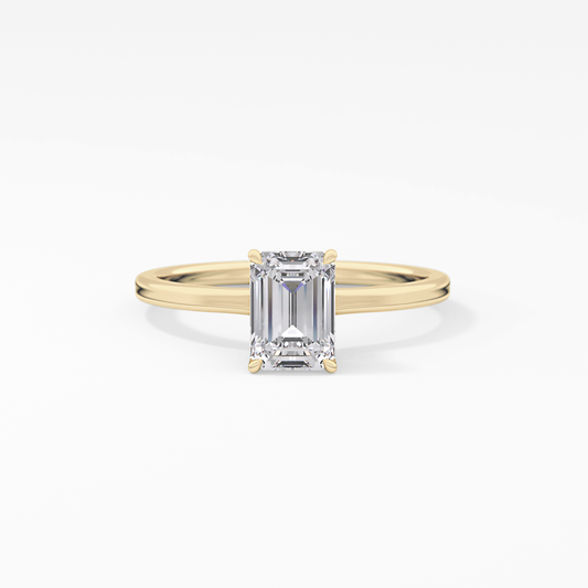 Emerald Hidden Halo Lab Grown Diamond Engagement Ring