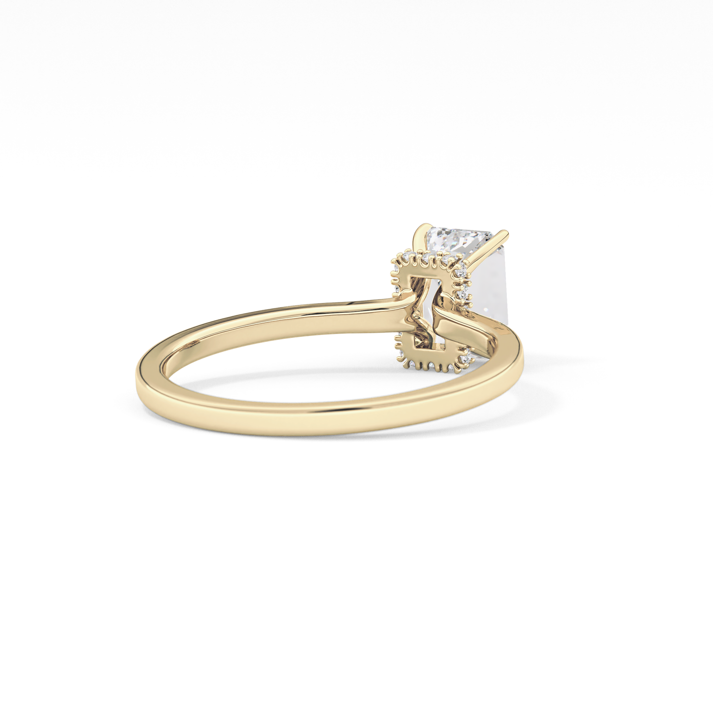 Emerald Hidden Halo Lab Grown Diamond Engagement Ring