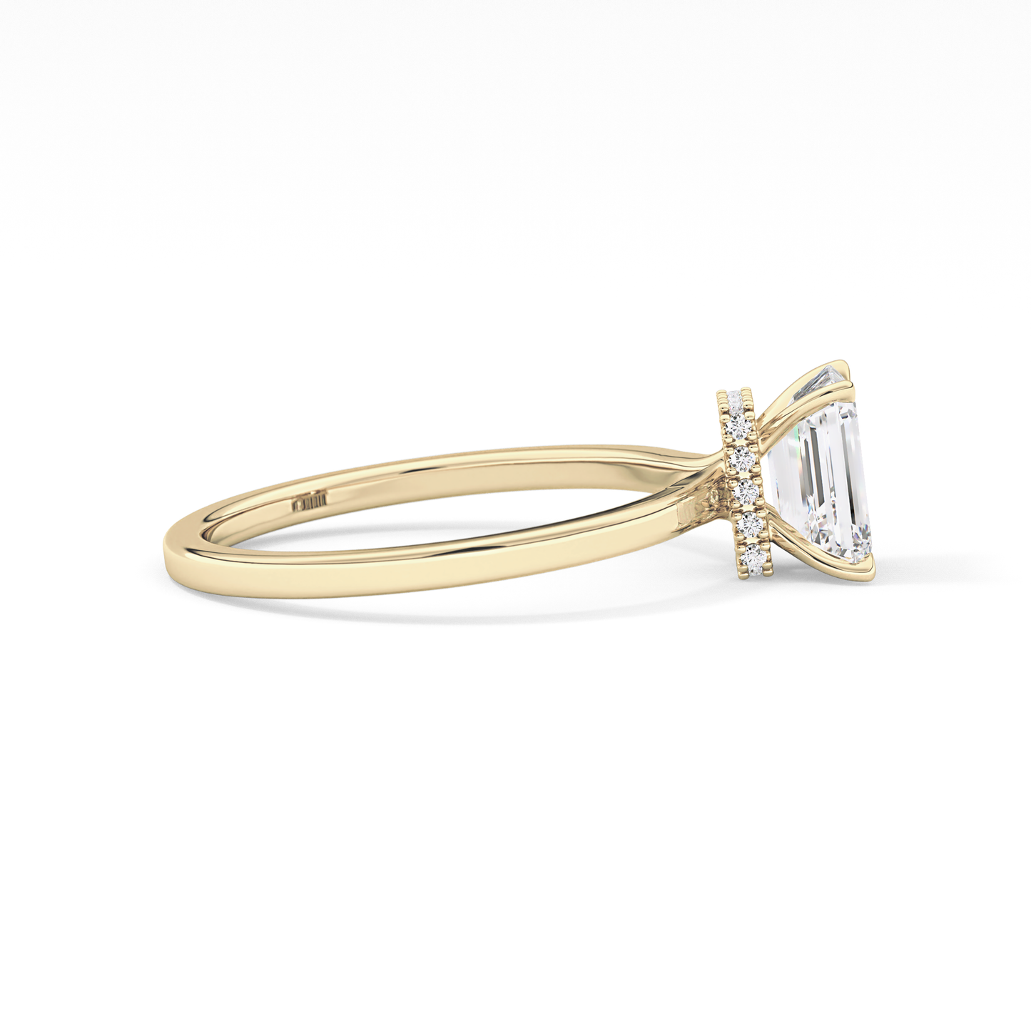 Emerald Hidden Halo Lab Grown Diamond Engagement Ring