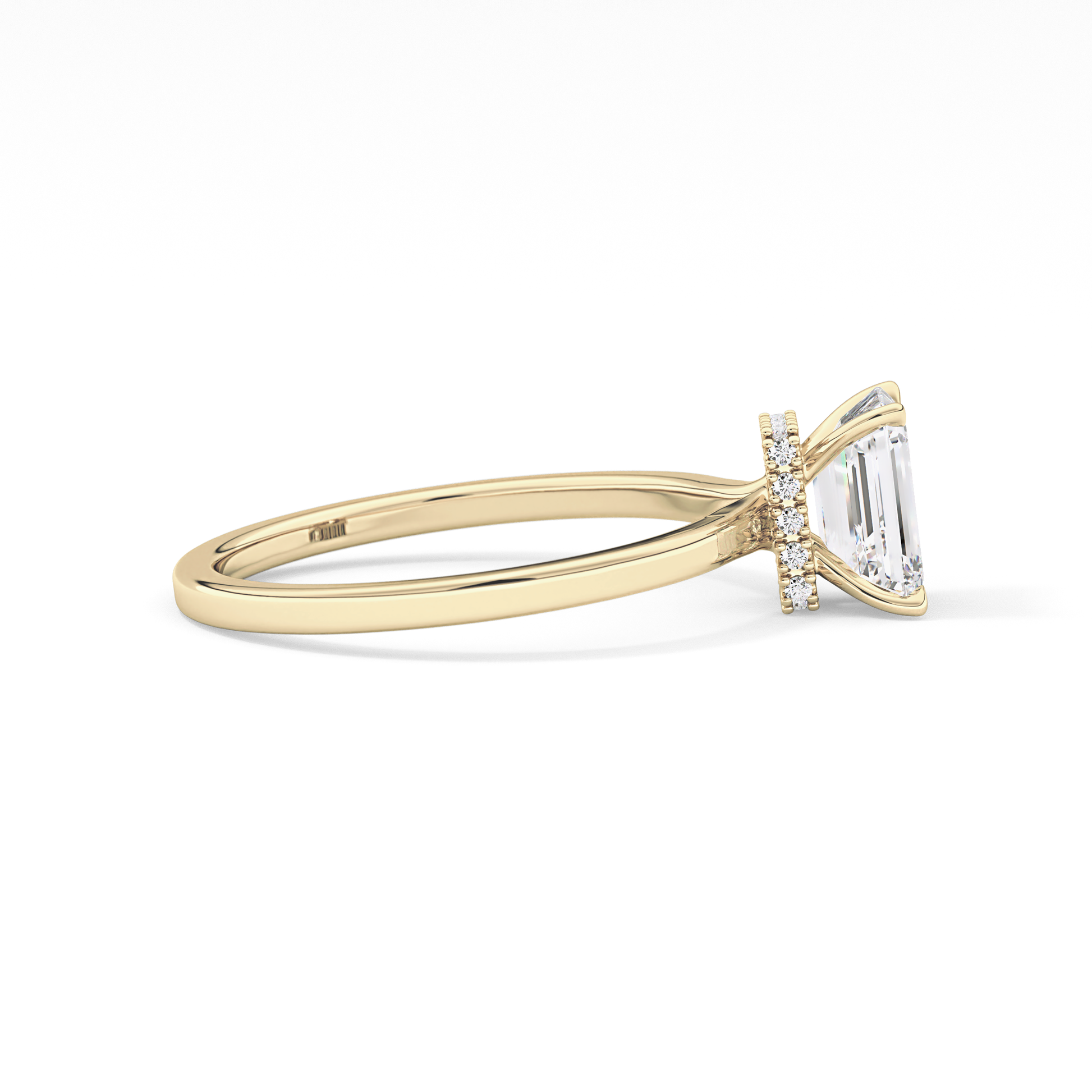 Emerald Hidden Halo Lab Grown Diamond Engagement Ring