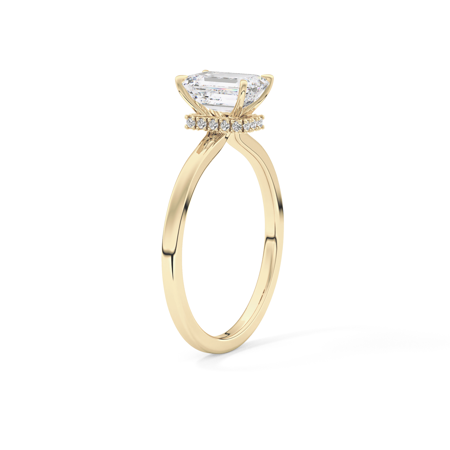 Emerald Hidden Halo Lab Grown Diamond Engagement Ring