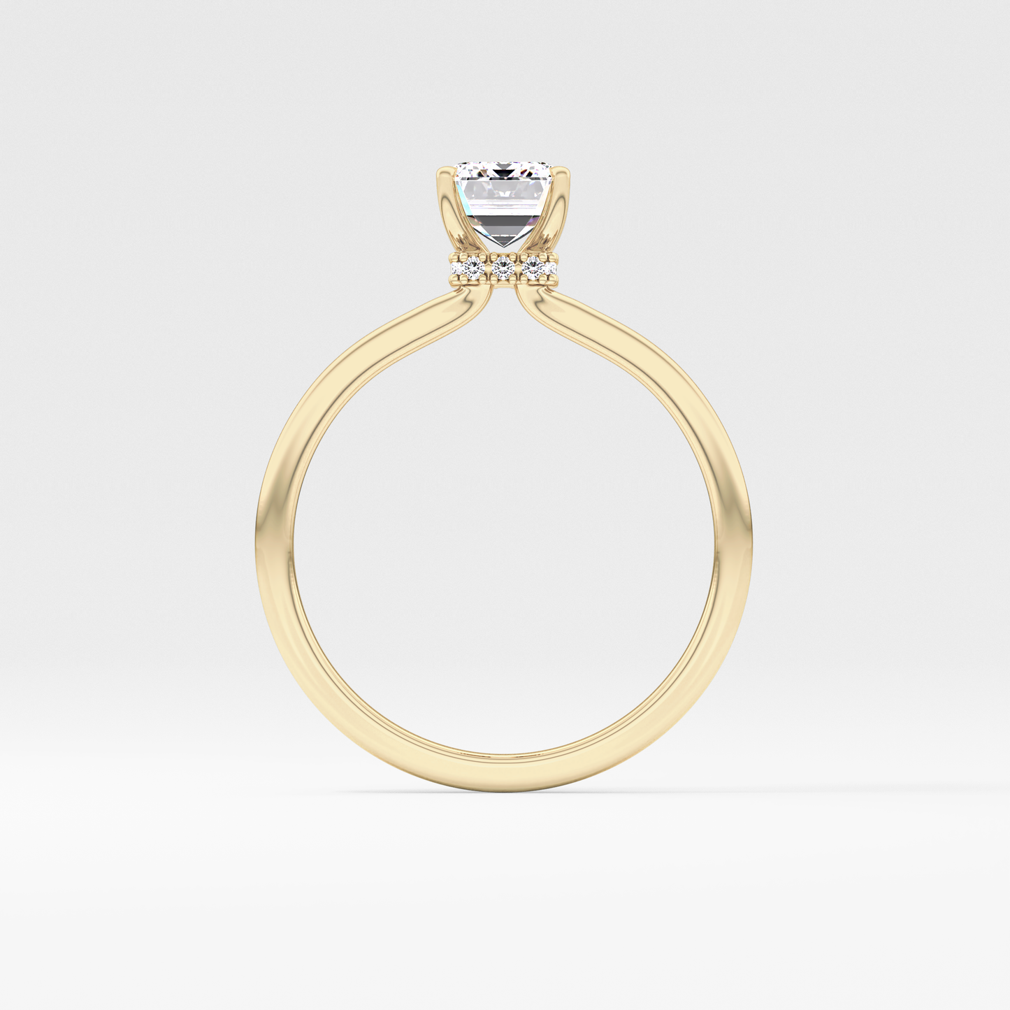 Emerald Hidden Halo Lab Grown Diamond Engagement Ring