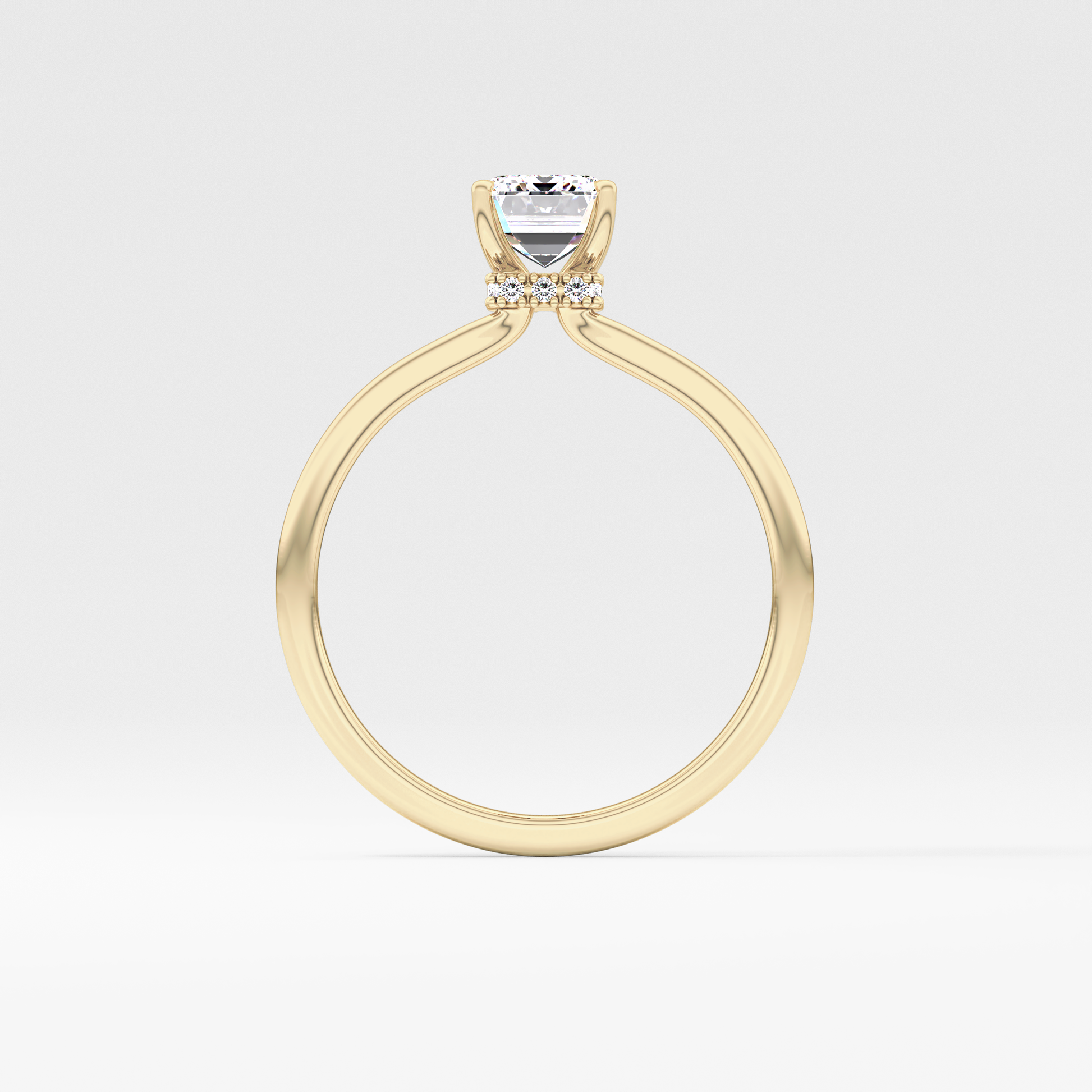 Emerald Hidden Halo Lab Grown Diamond Engagement Ring