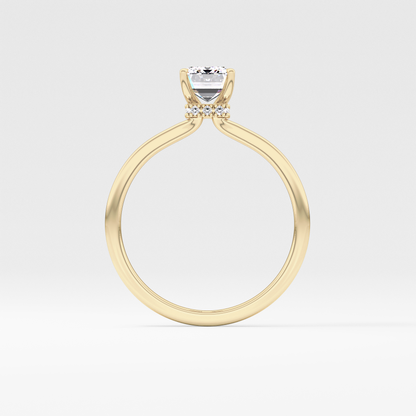 Emerald Hidden Halo Lab Grown Diamond Engagement Ring
