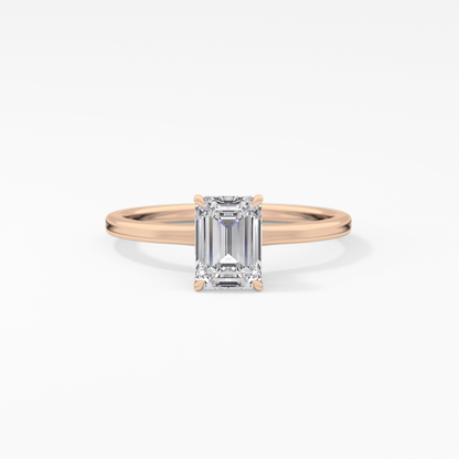 Emerald Hidden Halo Lab Grown Diamond Engagement Ring