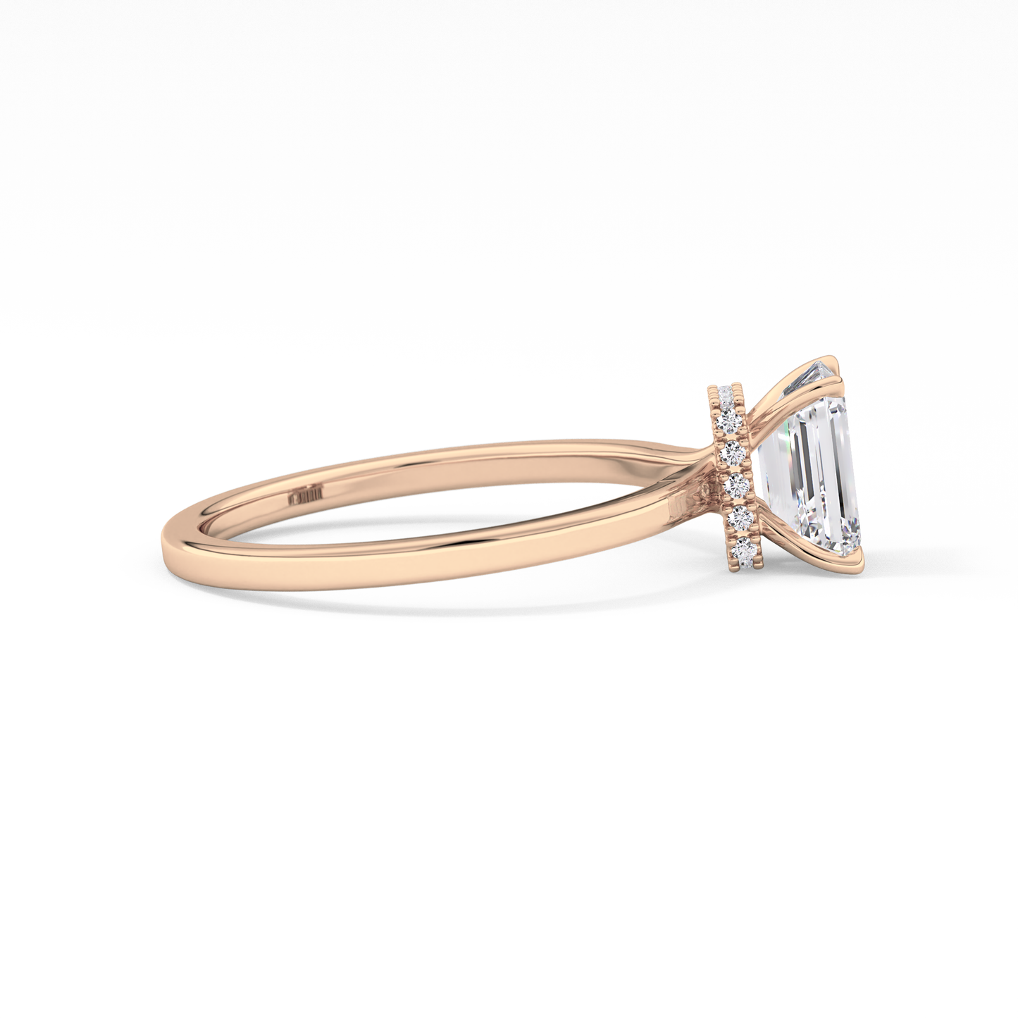 Emerald Hidden Halo Lab Grown Diamond Engagement Ring