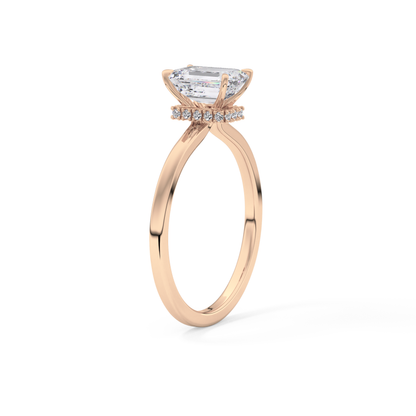 Emerald Hidden Halo Lab Grown Diamond Engagement Ring