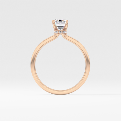 Emerald Hidden Halo Lab Grown Diamond Engagement Ring