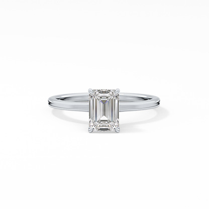 Emerald Hidden Halo Lab Grown Diamond Engagement Ring