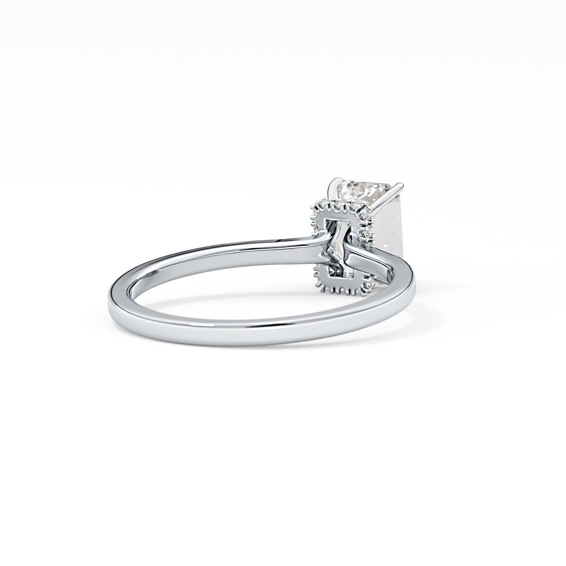 Emerald Hidden Halo Lab Grown Diamond Engagement Ring