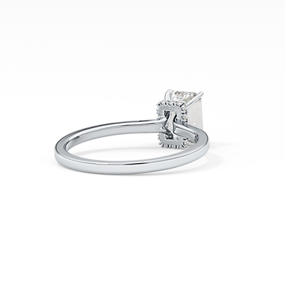 Emerald Hidden Halo Lab Grown Diamond Engagement Ring
