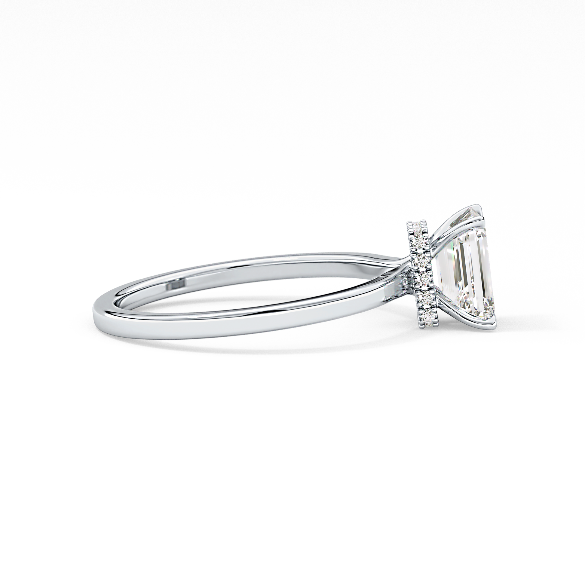 Emerald Hidden Halo Lab Grown Diamond Engagement Ring