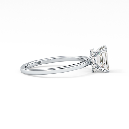 Emerald Hidden Halo Lab Grown Diamond Engagement Ring