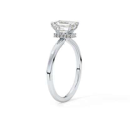 Emerald Hidden Halo Lab Grown Diamond Engagement Ring