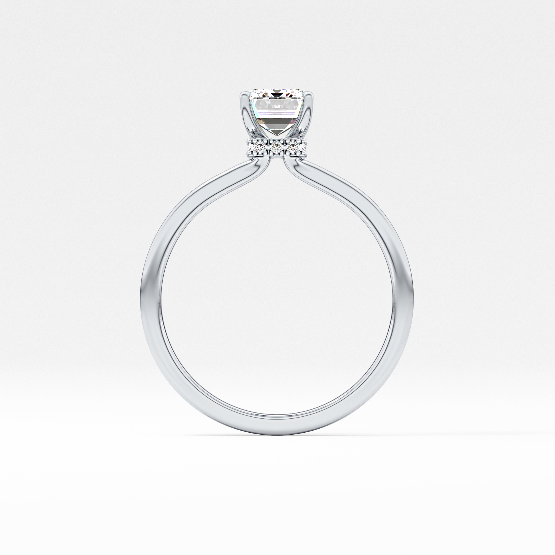 Emerald Hidden Halo Lab Grown Diamond Engagement Ring