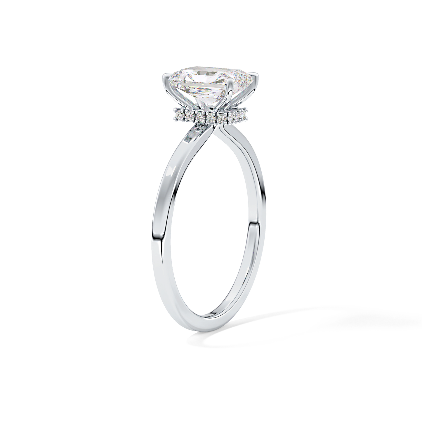 Radiant Hidden Halo Lab Grown Diamond Engagement Ring