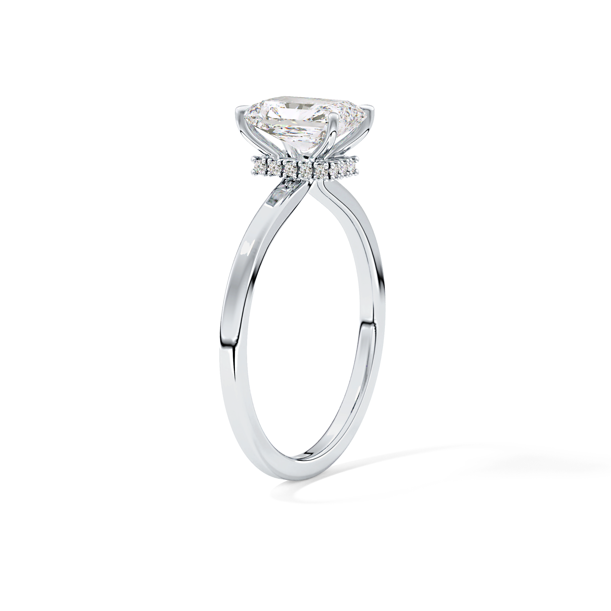 Radiant Hidden Halo Lab Grown Diamond Engagement Ring