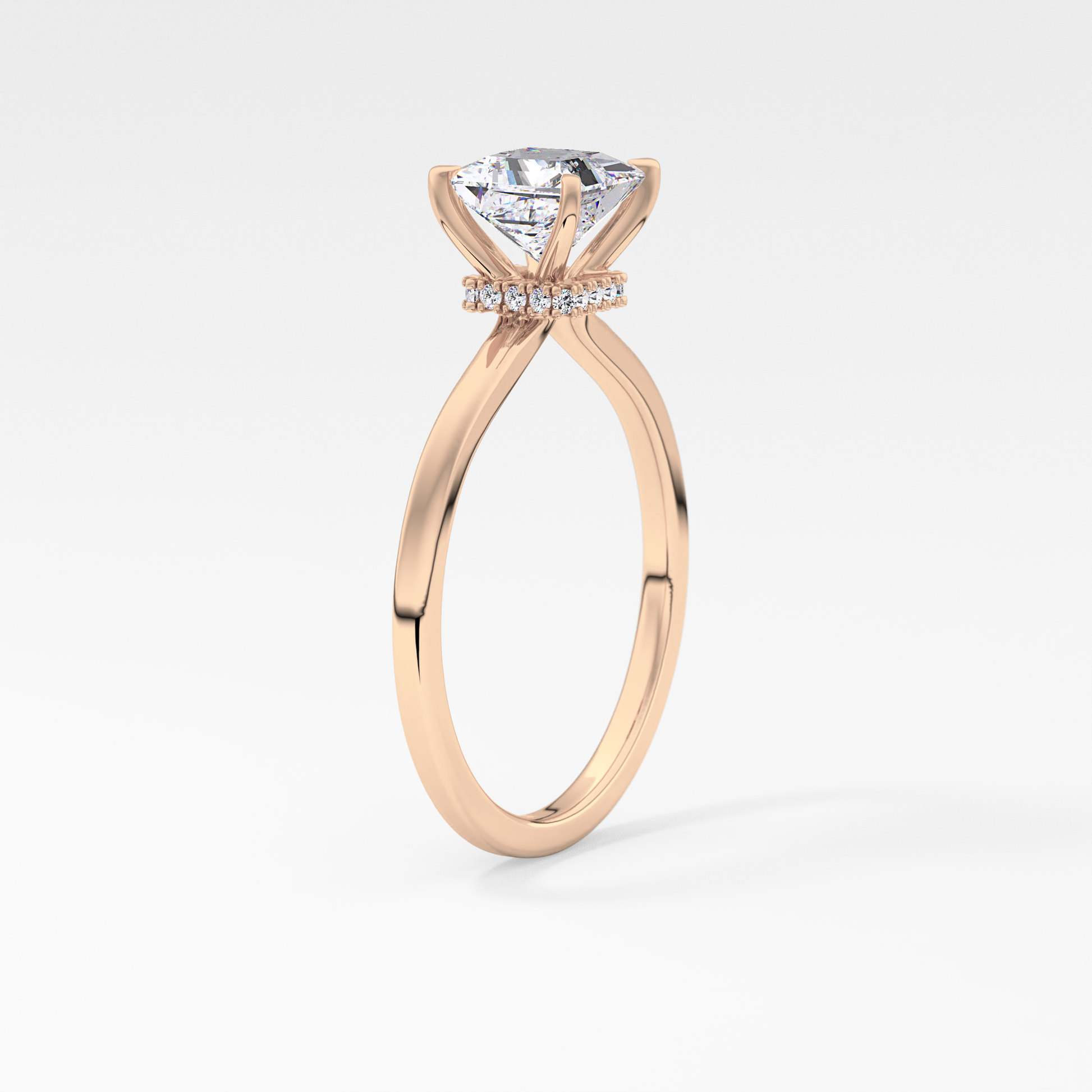Princess Hidden Halo Lab Grown Diamond Engagement Ring