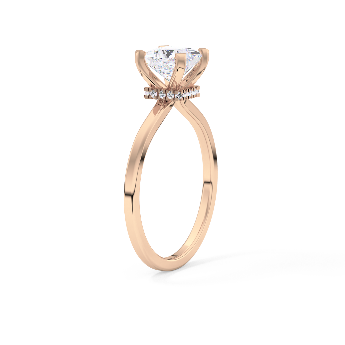 Princess Hidden Halo Lab Grown Diamond Engagement Ring
