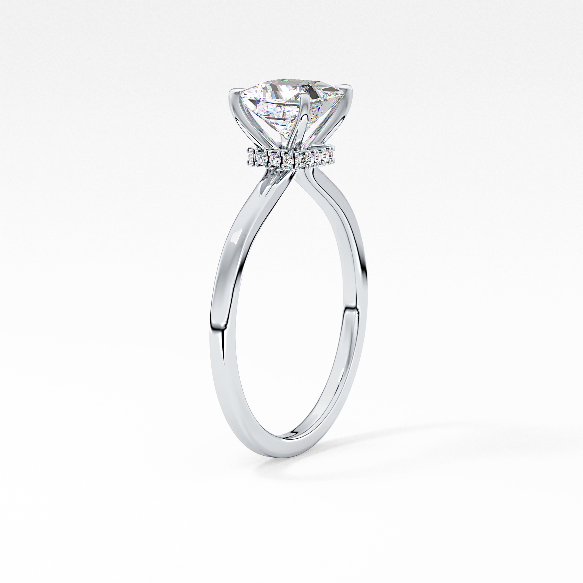 Princess Hidden Halo Lab Grown Diamond Engagement Ring