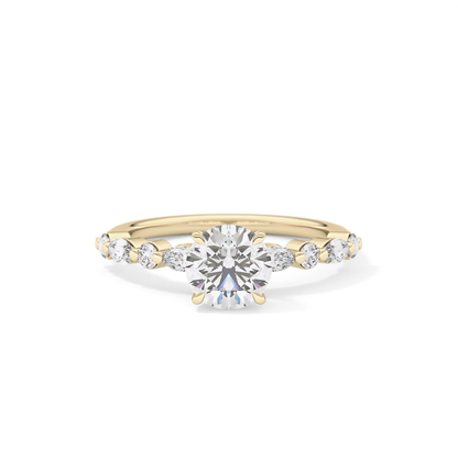 Round Pave Lab Grown Diamond Engagement Ring
